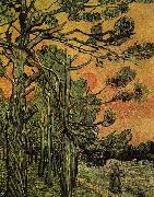 Vincent Van Gogh Palm Trees against a Red Sky with Setting Sun painting